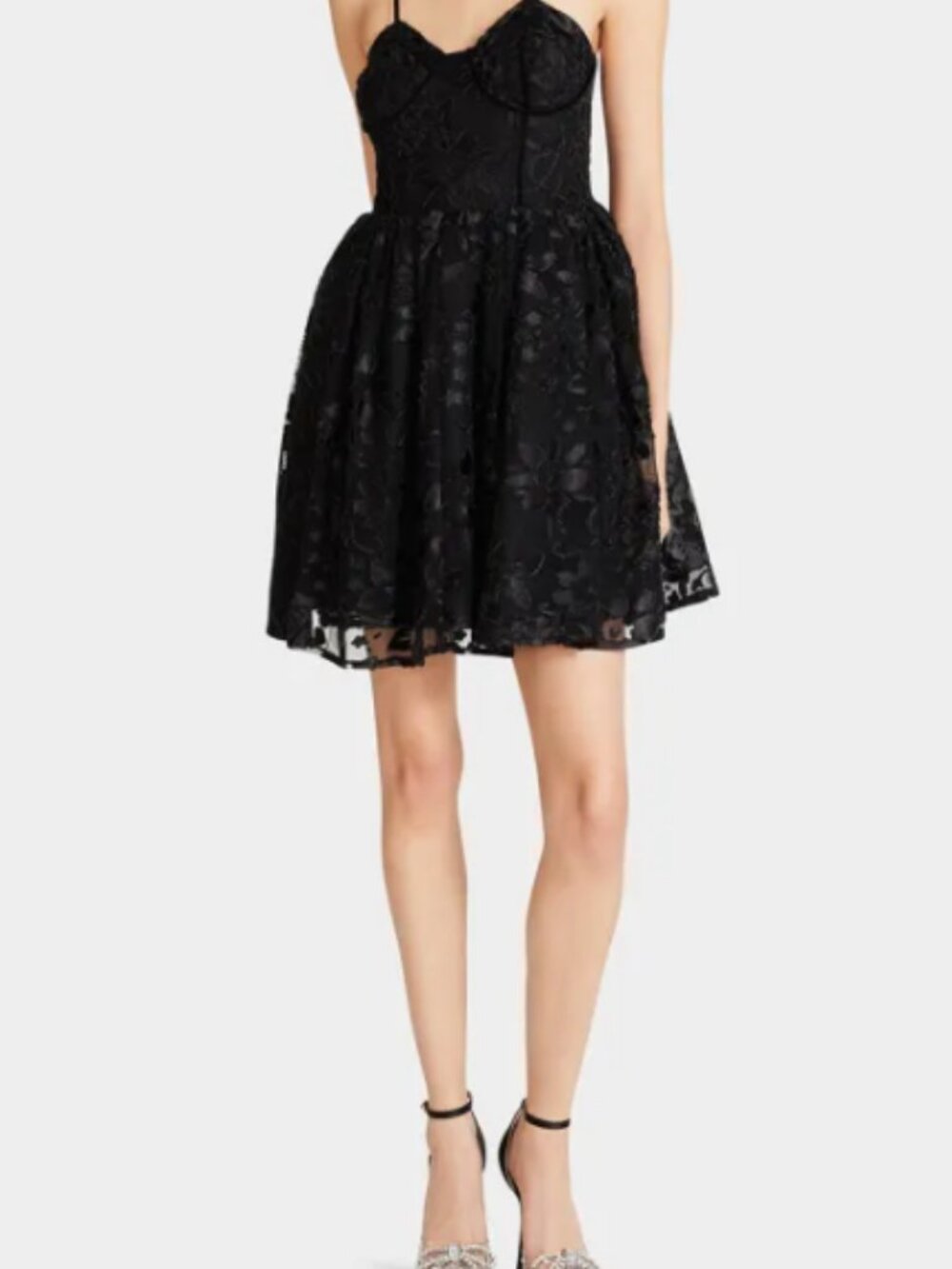 Betsey Johnson "Lucia" black lace floral mini dress - Picture 4 of 11